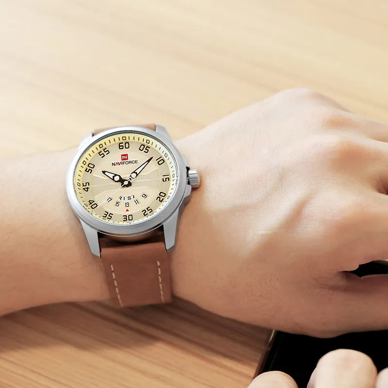 NAVIFORCE Brand Men Sports Watches Men's Quartz Date Clock Man Leather Strap Military Waterproof Wrist watch relogio masculino