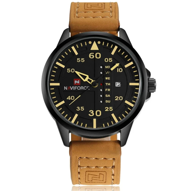 NAVIFORCE Luxury Brand Men Army Military Watches Men's Quartz Date Clock Man Leather Strap Sports Wrist Watch Relogio Masculino