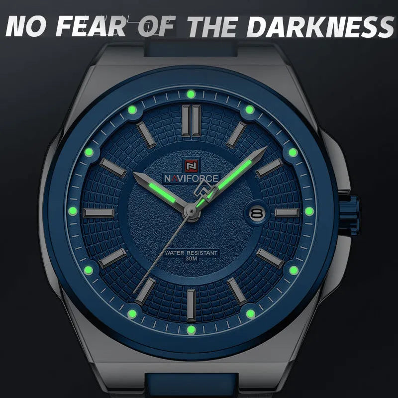 NAVIFORCE New Men's Watch Stainless Steel Strap Military Casual WristWatches Male Business Waterproof Quartz Calendar Clock