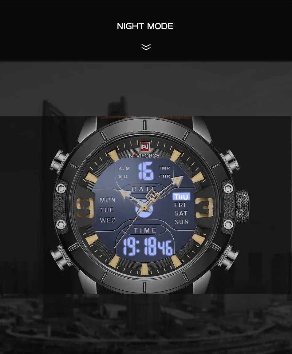 NAVIFORCE Watch Men Top Luxury Brand Leather Waterproof Quartz Wristwatches Military Sport Men’s Watches Date Relogio Masculino