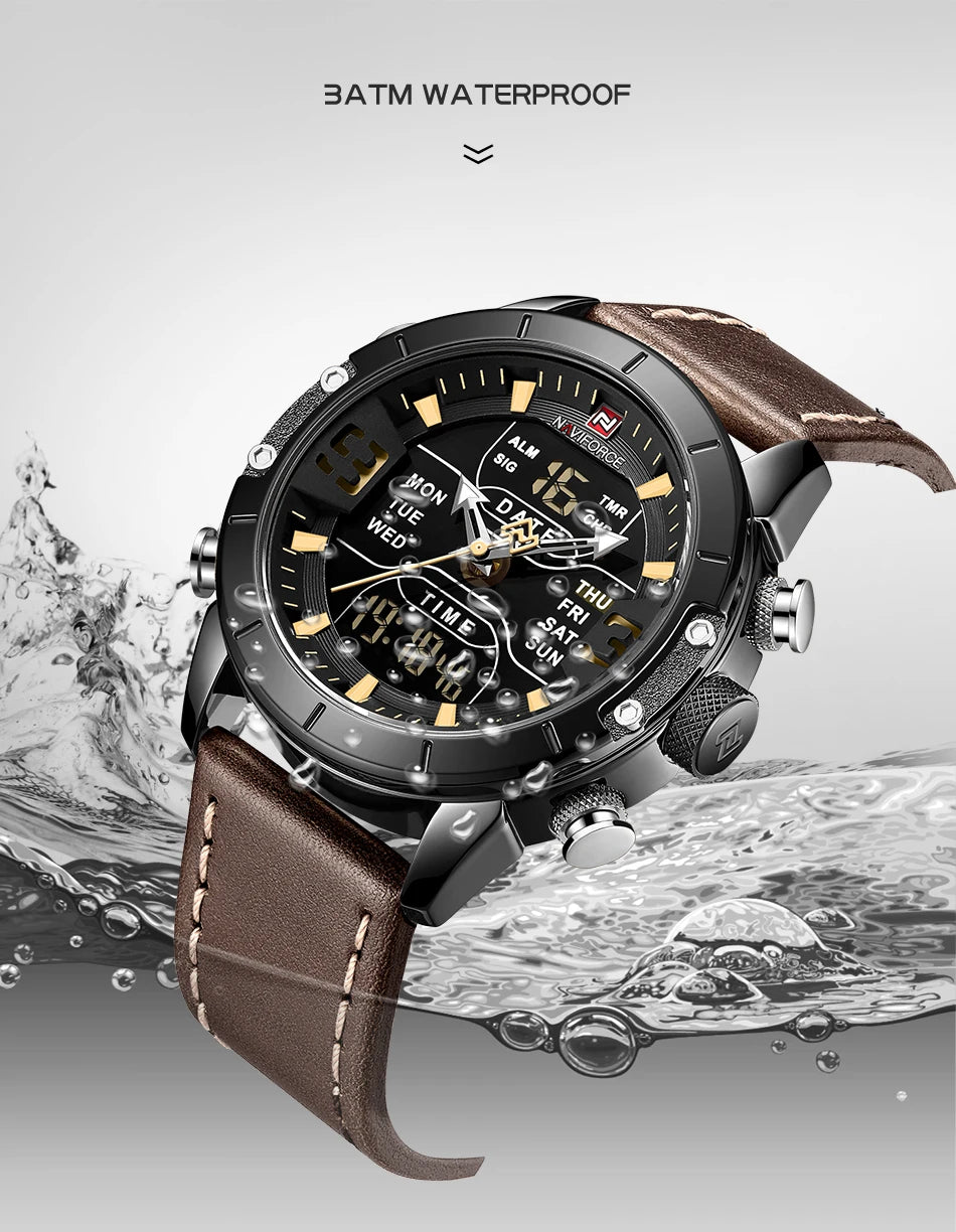 NAVIFORCE Watch Men Top Luxury Brand Leather Waterproof Quartz Wristwatches Military Sport Men’s Watches Date Relogio Masculino